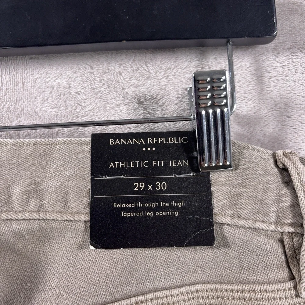 Banana Republic Athletic Fit Jeans Mens 29x30 Beige Straight Leg Stretch Denim